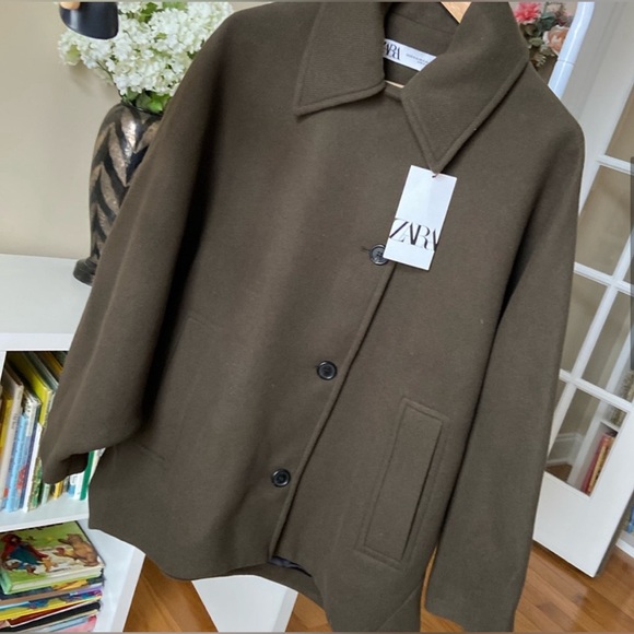 Zara Wool Blend Short Coat - Picture 15 of 16